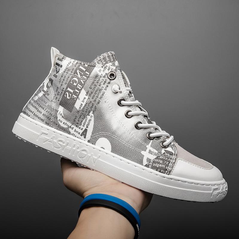 New Fashion Men's Shoes Trend High-top Canvas Shoes Student Casual Shoes Men Trendy Shoes
