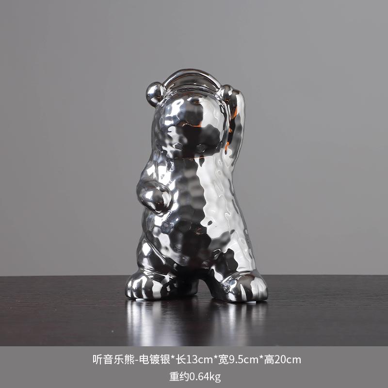 White Statuettes Resin Polar Bear Animal Ornament Sculpture Electroplating Decoration for Living Room Wine Cabinet Figurines