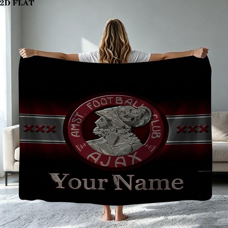 1PC AFC Ajax Custom Name Patterned Flannel Blanket Suitable For All Seasons for Home Decor Warmth and Comfort Gifts Holiday Present