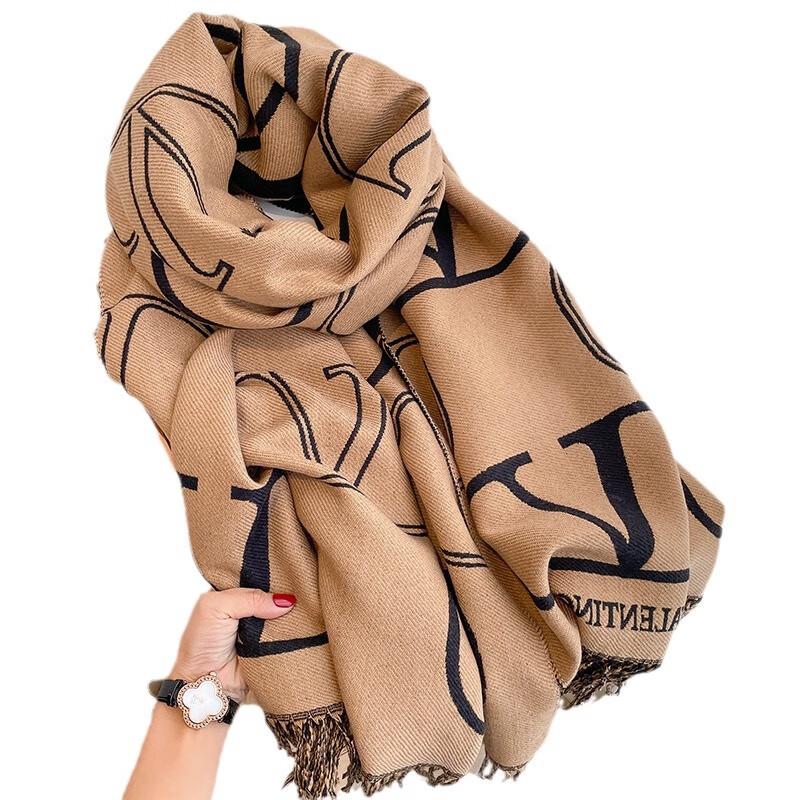 Liangsu Life Letters Double-Sided Imitation Cashmere Scarf