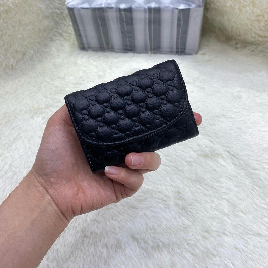 2025 Genuine Leather Ladies Accordion Card Holder & Coin Purse - Embossed Short Wallet