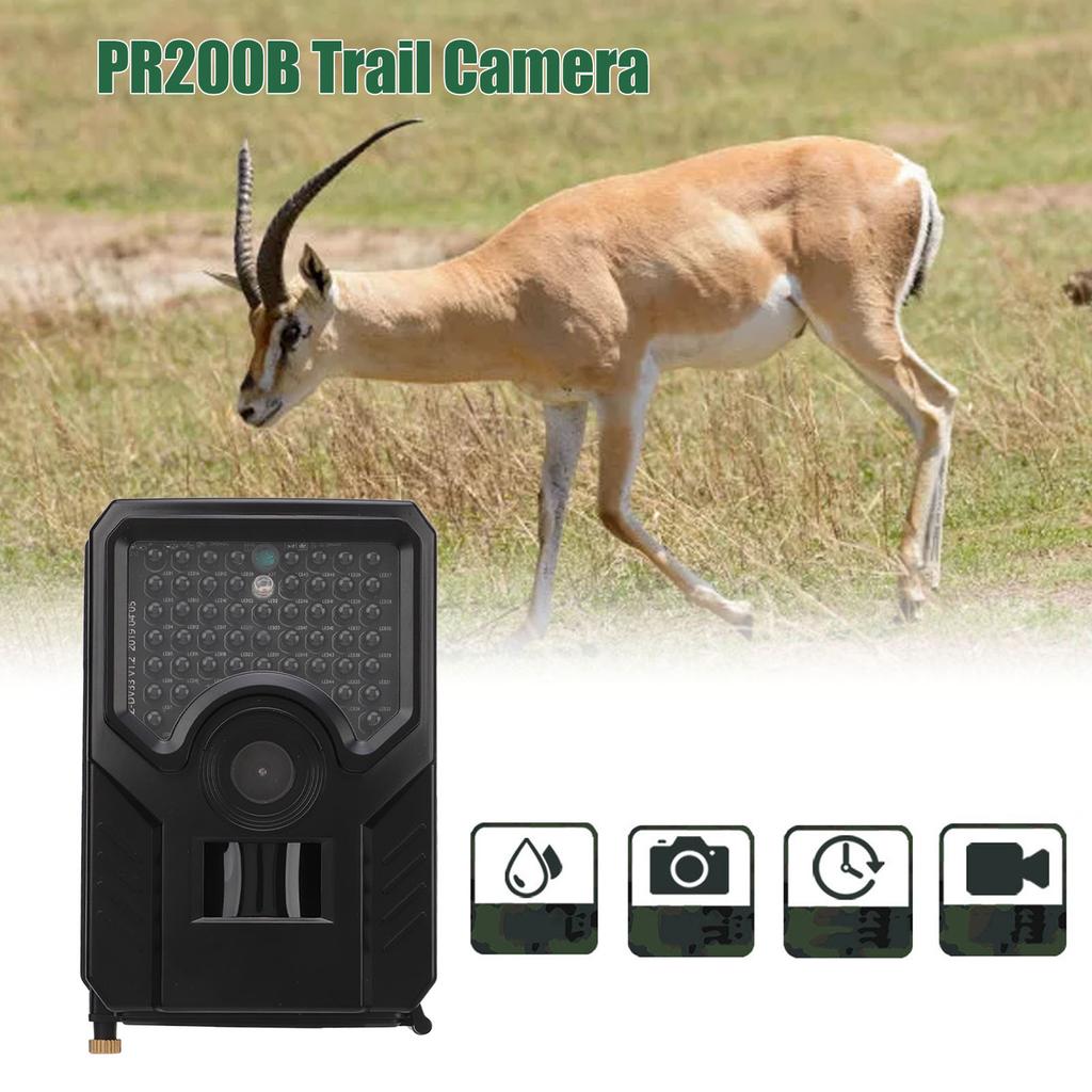 PR200B Trail Hunting Camera Waterproof IP56 Infrared 12MP 1080P Wildlife Trail Camera Black