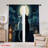 2pcs,2D plane printing Popular Curtain Panels Moonlit Companions Durable Polyester (without rod) All Seasons for Living Room,