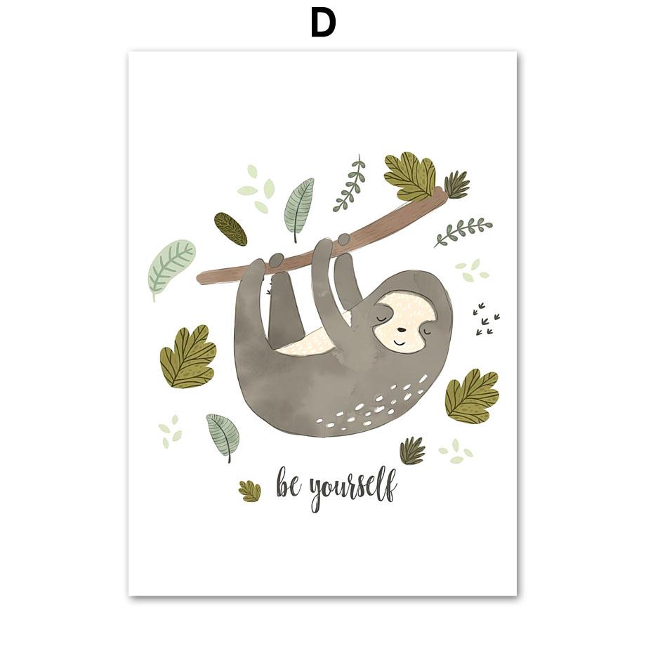 Słoń Lew Zebra Żyrafa Tygrys Dżungla Dekoracja Ściany do Pokoju Dziecka Plakat Płótno Plakat Nordycki Wystrój Scandi Obrazy Pokój Dziecięcy