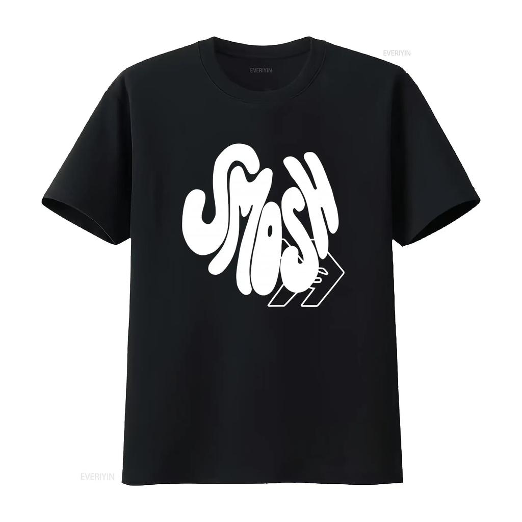 Smosh Groovy Logo Print T Shirt for Fashion Casual Vintage Washed Unisex Graphic Comfortable Top For Everyday Wear Streetwear