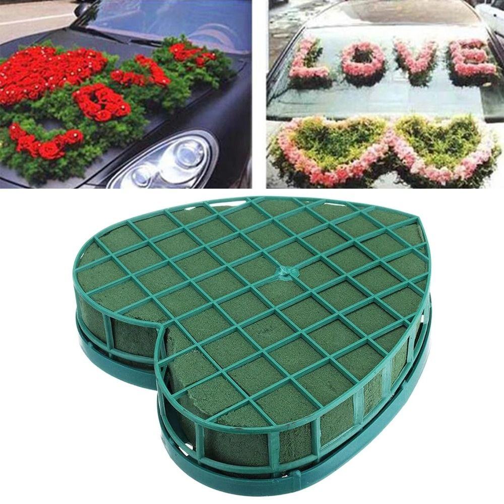 Heart Shaped Floral Foam Blocks Green Color With Suction Cup Florist Sponge Reusable Professional Tool Flower Mud