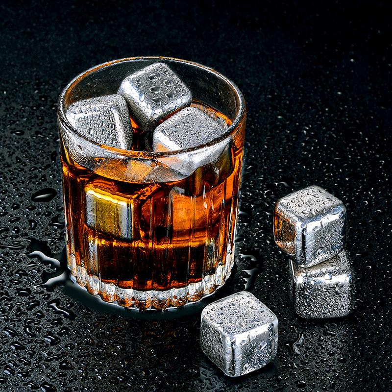 10pcs Stainless Steel Ice Cubes Set Stainless Whisky Ice Stone Cube Metal Reusable Chilling Stones for Wine Beer Bar Accessories