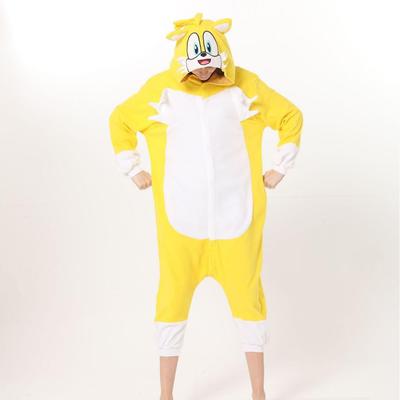 Sonic Animals Korallenfleece Cartoon Einteiler Pyjama - Langarm, für Paare, Herbst/Winter Hauskleidung.