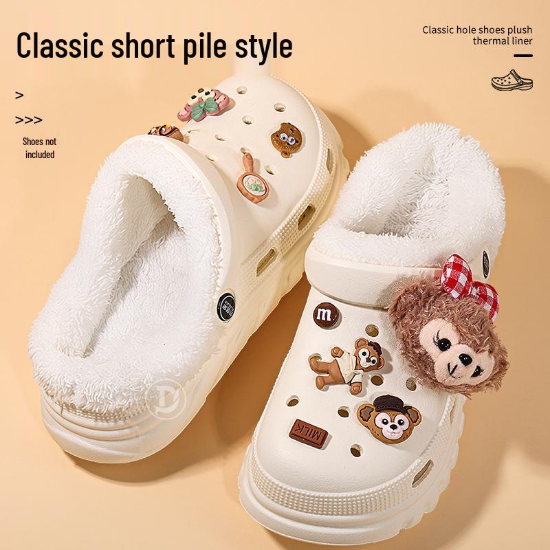 Зимняя пушистая подкладка с длинным ворсом для Crocs Защита от холода и тепло Легкие пуховые Хлопковые чехлы на обувь 38-39 Inner length 235mm 746₽