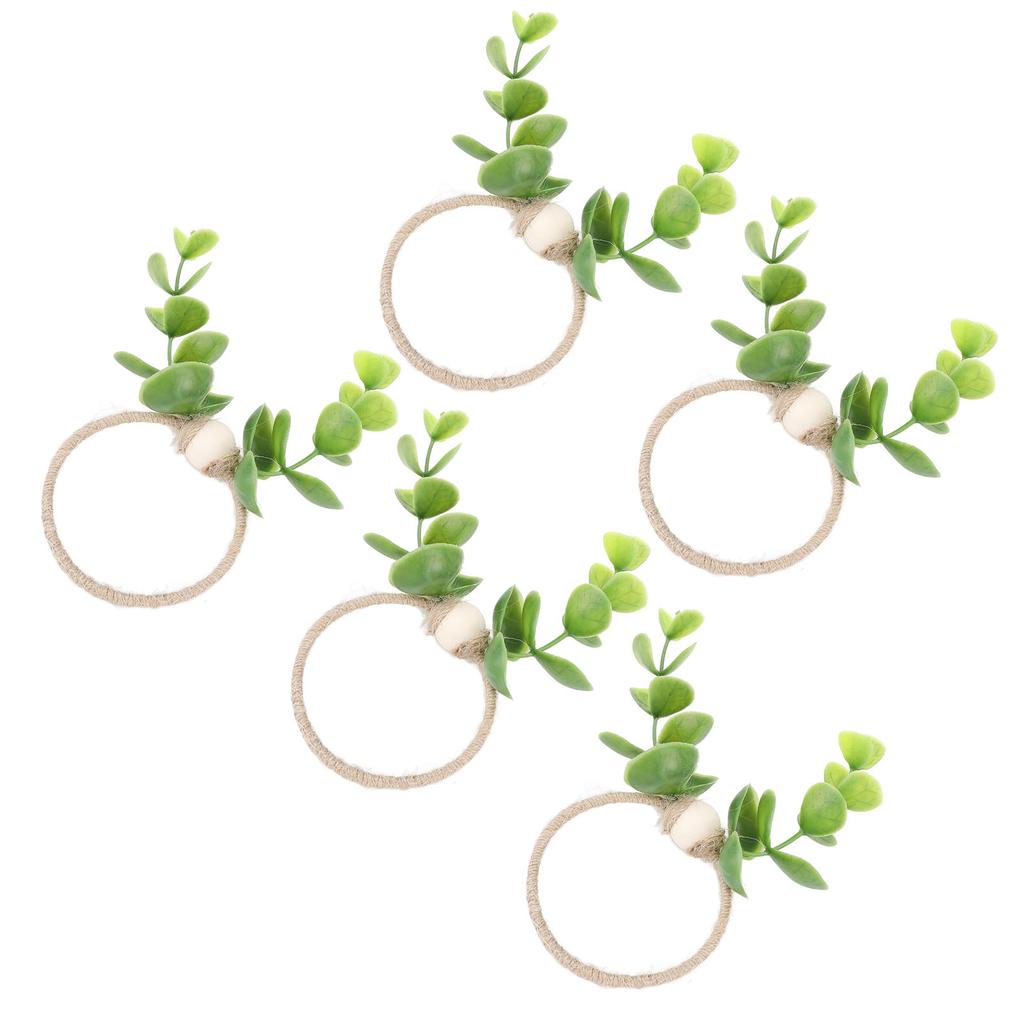 10pcs Plant Rope Wood Bead Napkin Rings Simulation Miniature Napkin Rings Holder for Doll House and