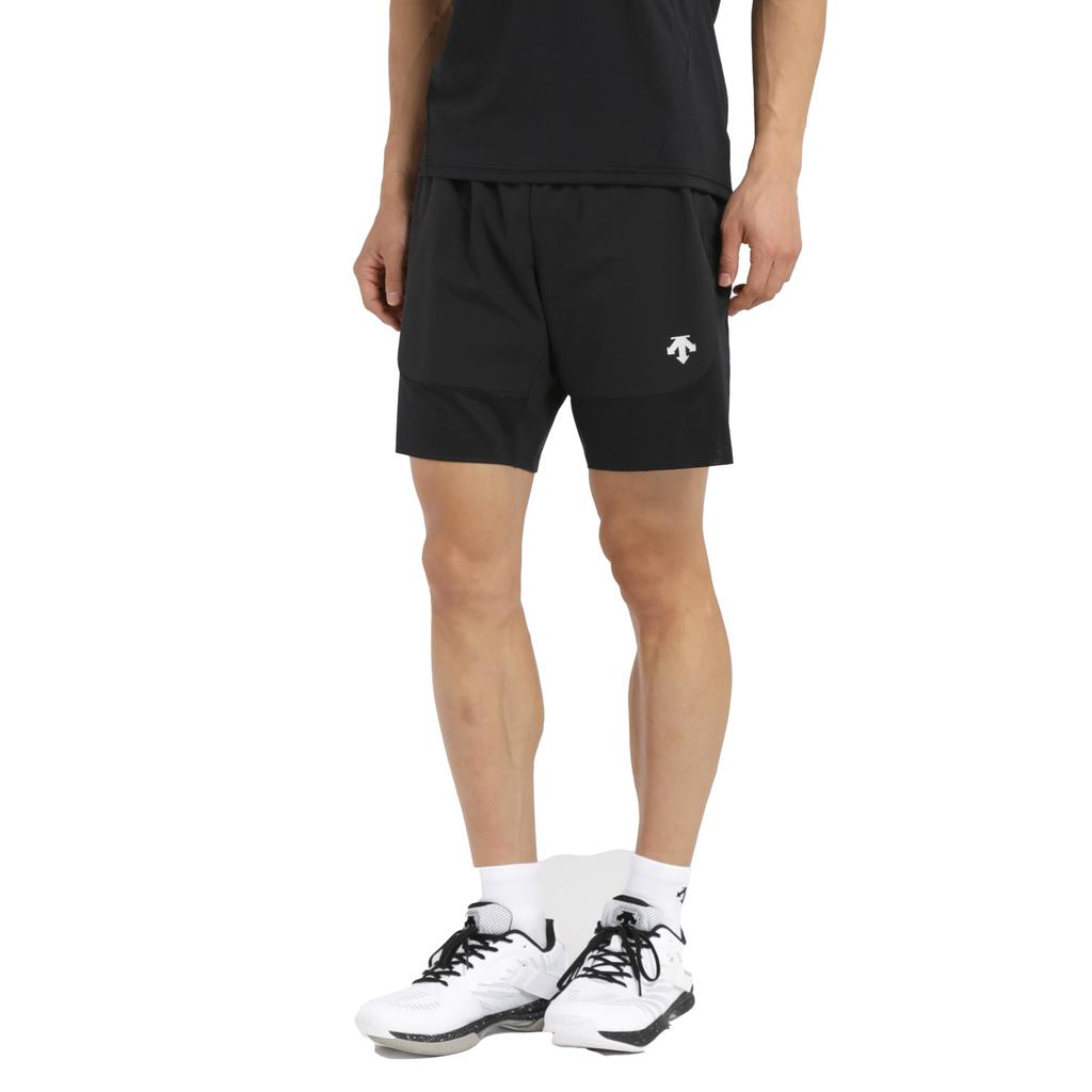 DESCENTE Volleyball Pants by Yuki Stretch Shorts with Mesh Fabric for Reduced Leg Receive Slits for Men and BK00 (Worn Ishikawa) - Stress, Design,