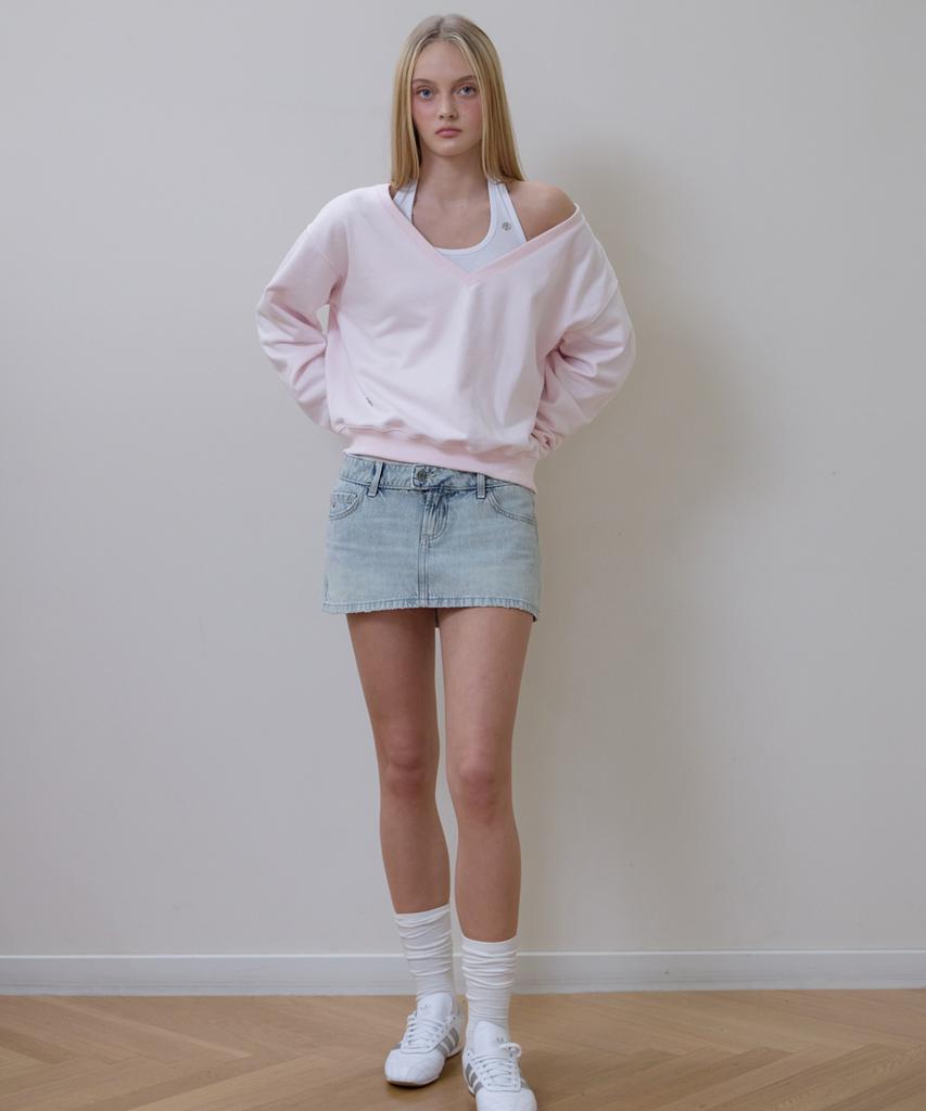 Rosefranz Deep V-Neck Sweatshirt [Pink]