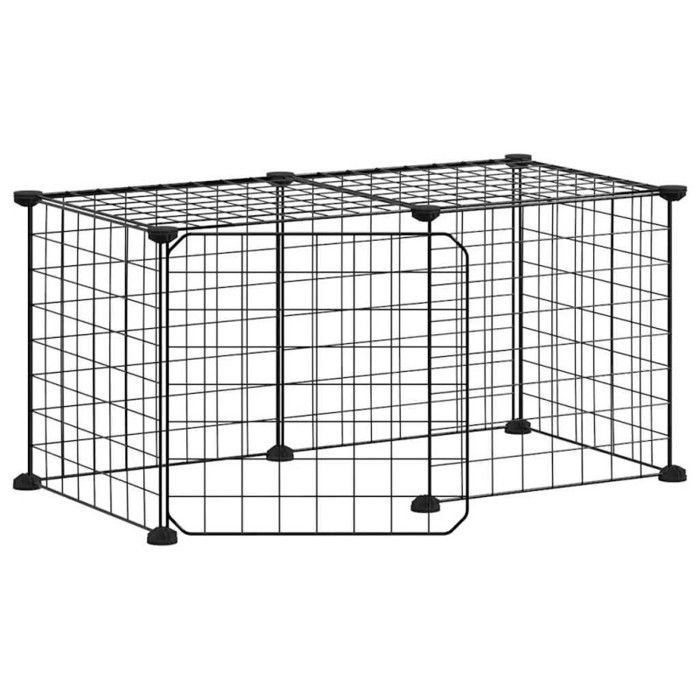 3114050 vidaXL Cage animaux de compagnie à 8 panneaux et porte Noir 35x35 cm