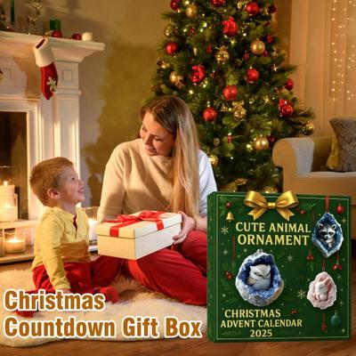 Christmas Countdown Calendar Box 24-Day Advent Calendar Acrylic Forest Animal Hanging Decorations Festive Atmosphere Enhancer