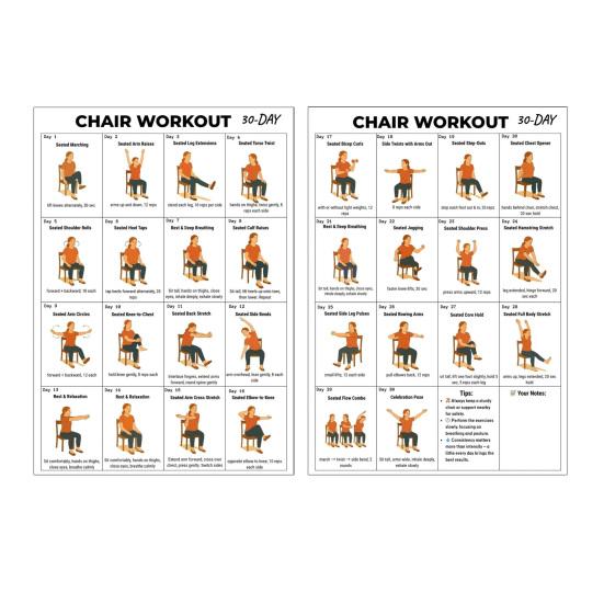

2Pcs Tai Chi Chair Exercises Poster for Seniors and Beginners 10x8 Inch Frameless Fitness Schedule Poster with Gentle Seated Poses for Flexibility Sets