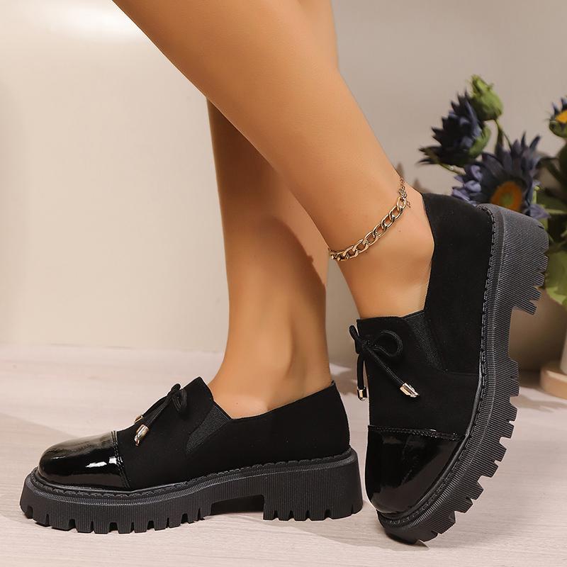 Mocassins à plateforme épaisse pour femmes Imprimé léopard Chaussures décontractées à enfiler Mode femme Cuir verni Semelle épaisse Chaussures habillées Grande taille