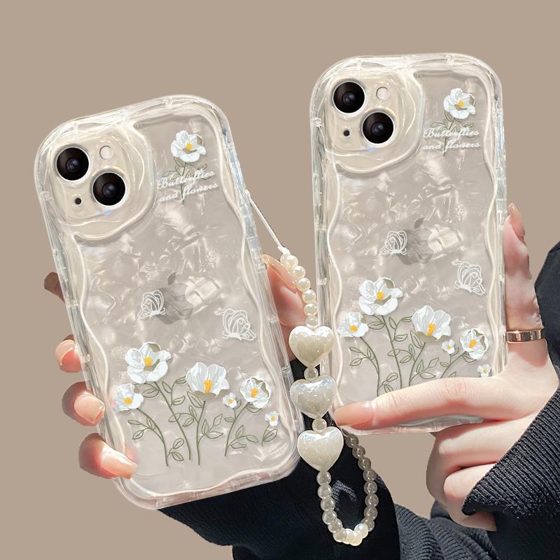 Applicable To Apple 15 Mobile Phone Case IPhone 14/13promax Line Flower Bracelet 11/12 Transparent Silicone Xr