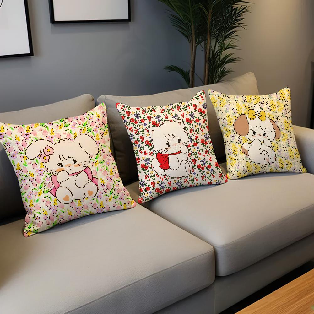 Comfortable cat soft cute m-miku Pillow Case cartoon for Sofa Living Room art Home office flower Decor Protective Covers