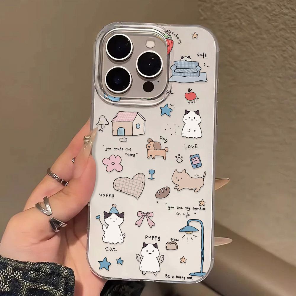 Painted Phone Case for iPhone 12 13 15 16 iPhone 16 12 13 14 15 Pro  14 15 16 Pro Max Coverage Shockproof Anti-Fingerprint Fresh Style Protective Case