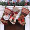 18" Noel Çorabı 3D Peluş Noel Baba Kardan Adam Ren Geyiği Tasarımı Asılı Jüt Çorap Çiftlik Evi Tatil Dekoru için