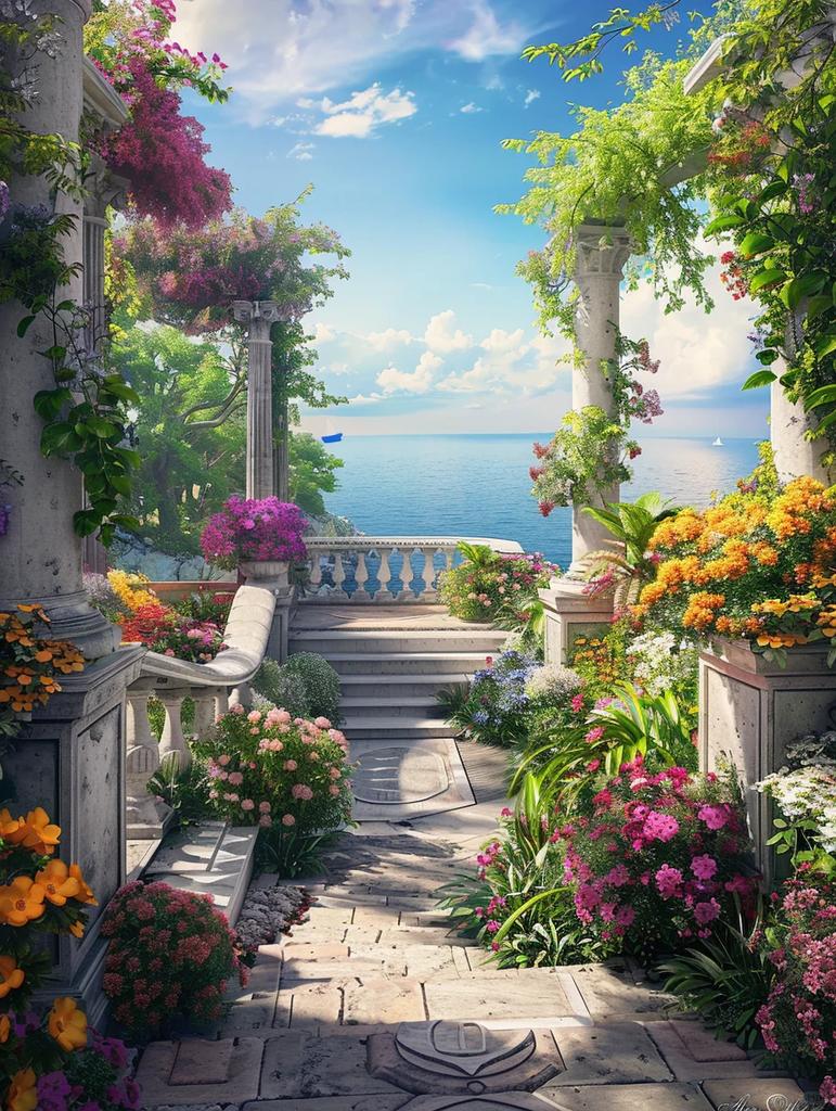 5D DIY Diamond Mosaic Seaside Needlework Painting Garden Cross Stitch Diamond Embroidery Landscape Decor For Home