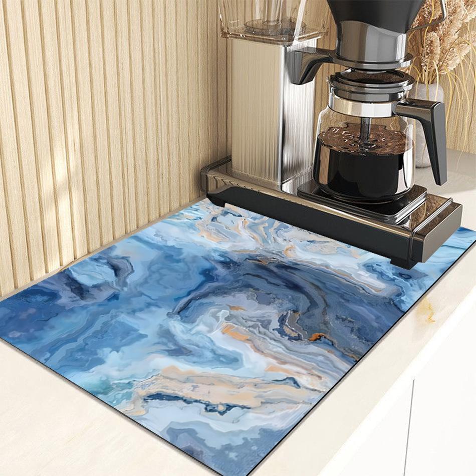 Мраморно-белый коврик для сушки посуды для кухни, золотисто-серый мрамор, подкладка для посуды, коврик для сушки посуды, впитывающий, быстросохнущий, для кухни 20x30cm