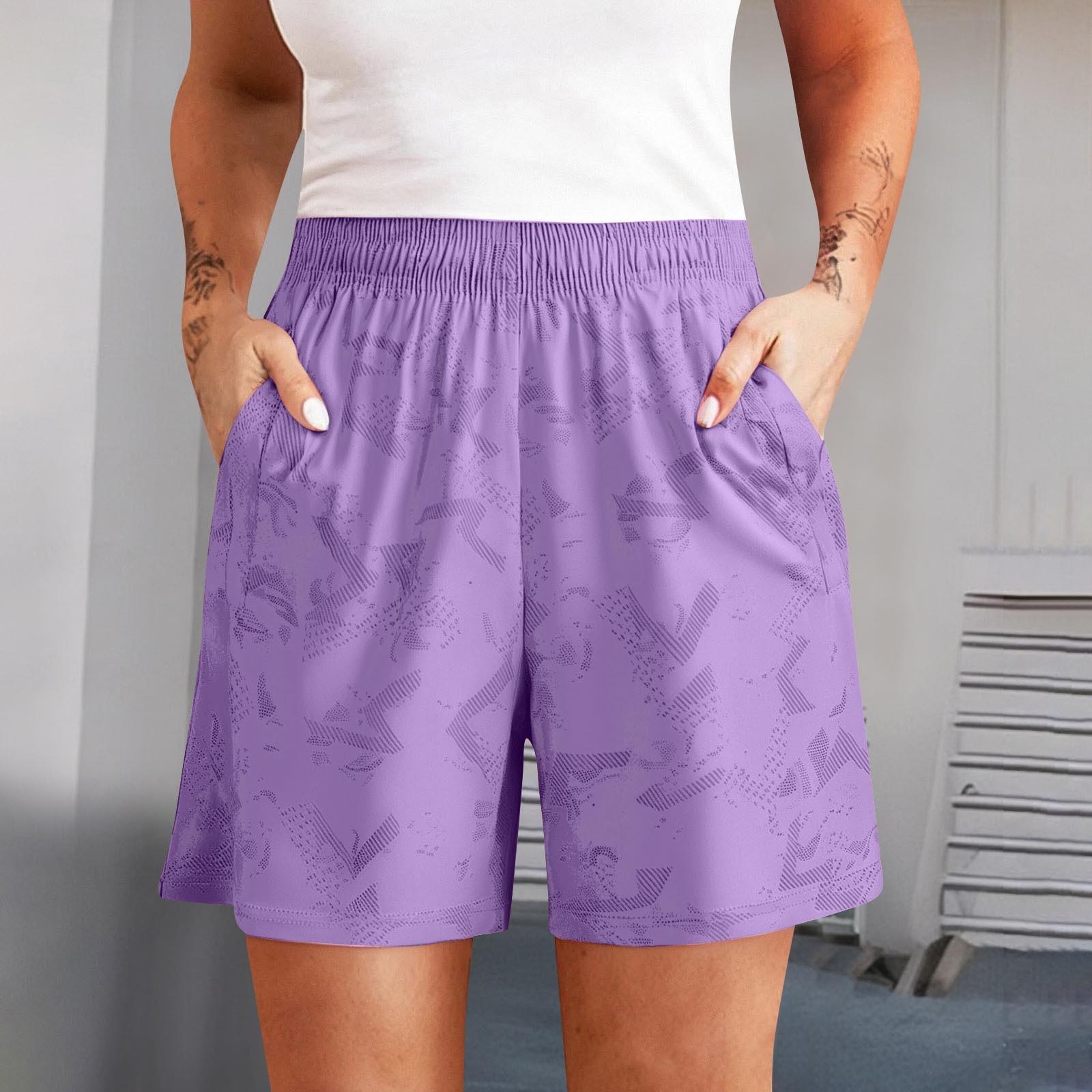 

Женские повседневные однотонные прямые повседневные брюки с эластичной резинкой на талии и карманами XL фиолетовый