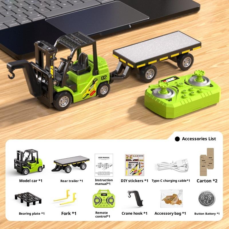 

1 Набір 2,4 ГГц Міні Пульт Дистанційного Керування Модель Іграшка Навантажувача 1/64 Сплав Радіокерований Навантажувач З Реальним Підйомом-Опусканням-Обертанням З Заднім Бункером для Вантажу