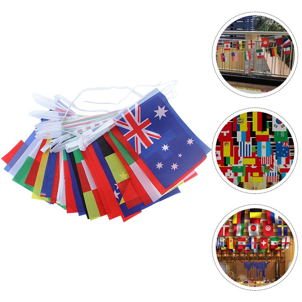 1 Set International Flag Banner Countries String Flag Banner Football Cup Decor Party Supplies Photo Backdrops Classroom Games (as the picture,21.00X14.00X0.05CM)