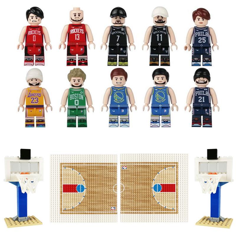 Set da Pallacanestro Blocchi da Costruzione Canestro da Pallacanestro Base per Campo da Pallacanestro Giocattolo a Particelle Piccole Sacchetto