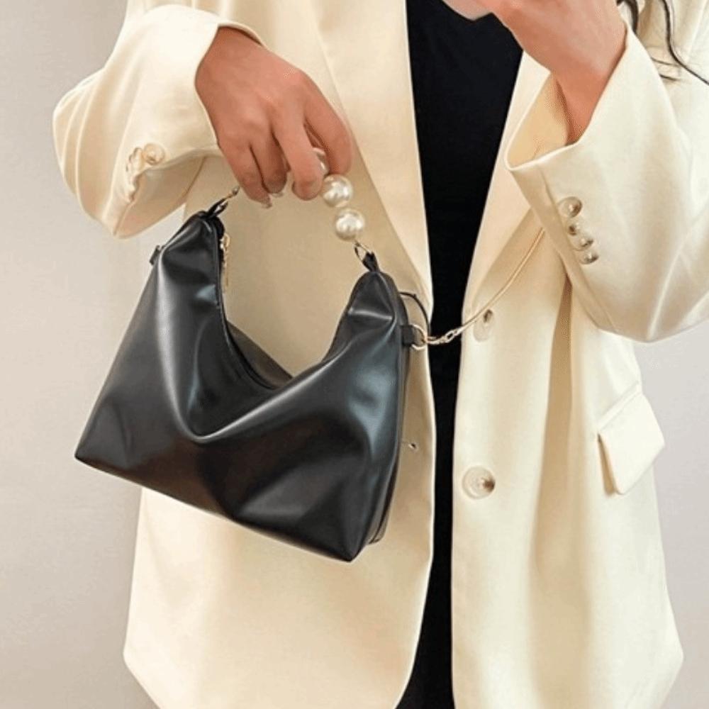 Korean Style Cloud Shoulder Bag PU Leather Women Crossbody Bag Pearl Handle Handbag  Makeup Bag