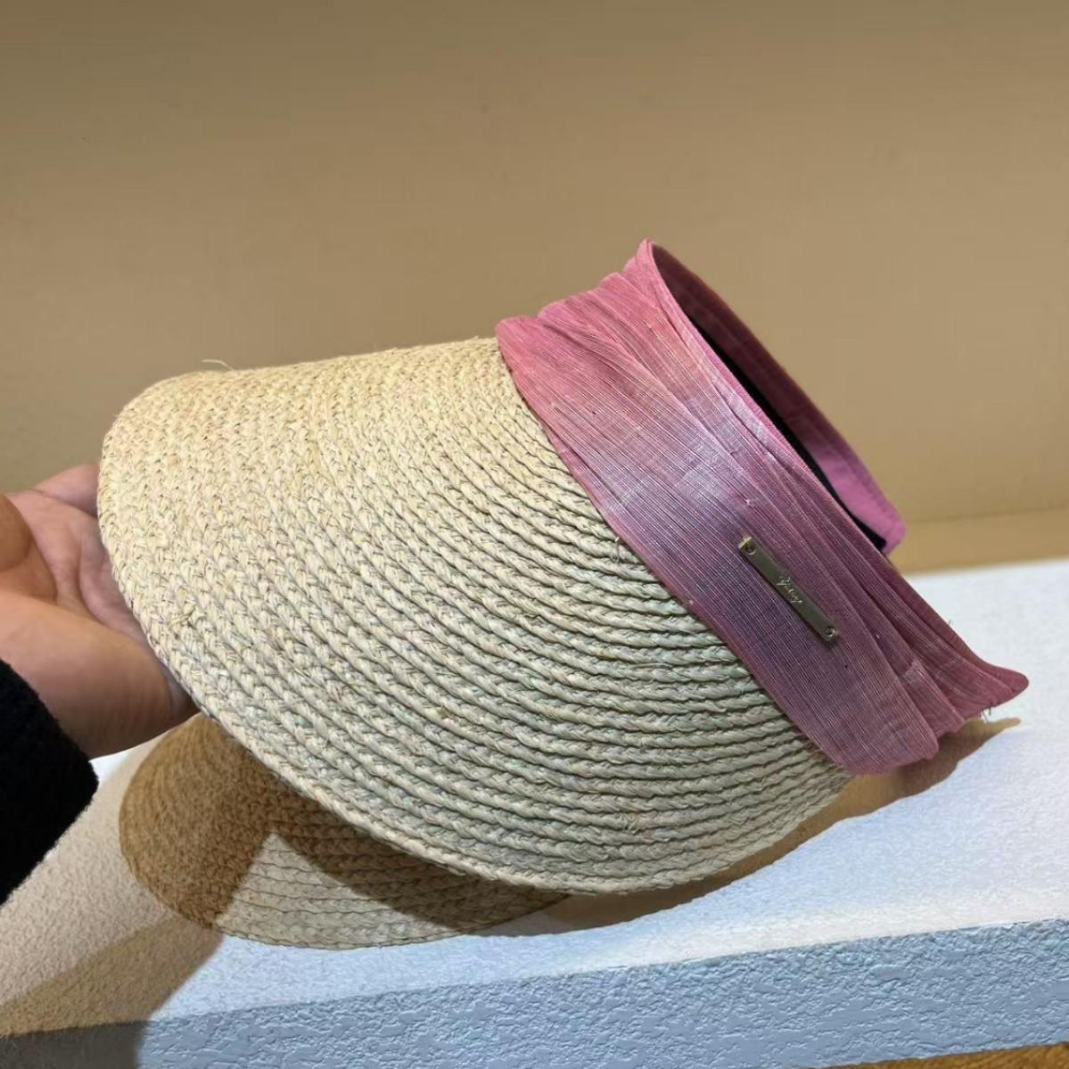 

High-end silk hemp headband raffia empty top hat children summer sun protection big edge straw hat sunshade cap 7-day no-reason returns not supported