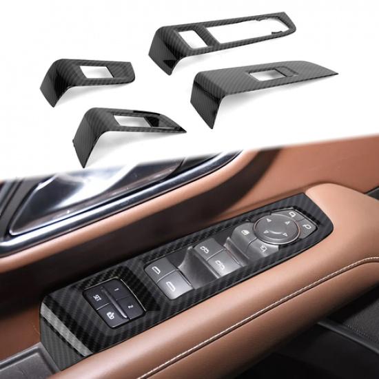 Kohlefaser Fensterheberschalter Knopf Abdeckung Zierleiste Passend für Suburban 20+ Tahoe 21+
