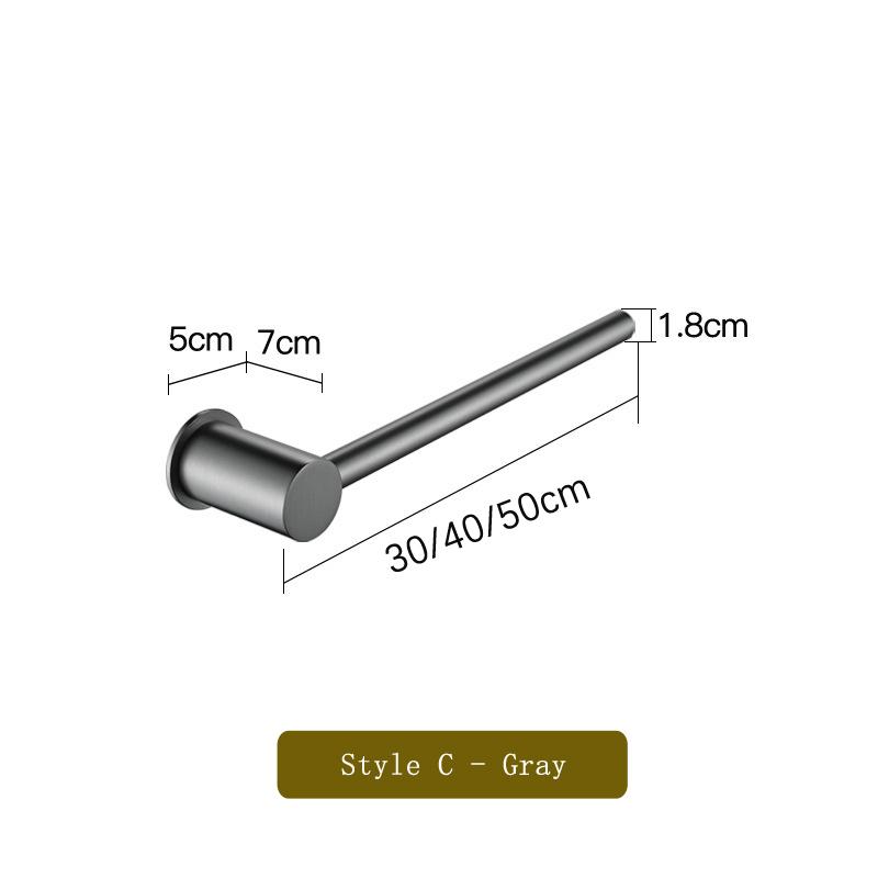Copper Metal Towel Rod Without Punching Toilet Towel Rack Bold Towel Ring Bathroom Light Luxury Bath Towel Rack Towel Single Rod