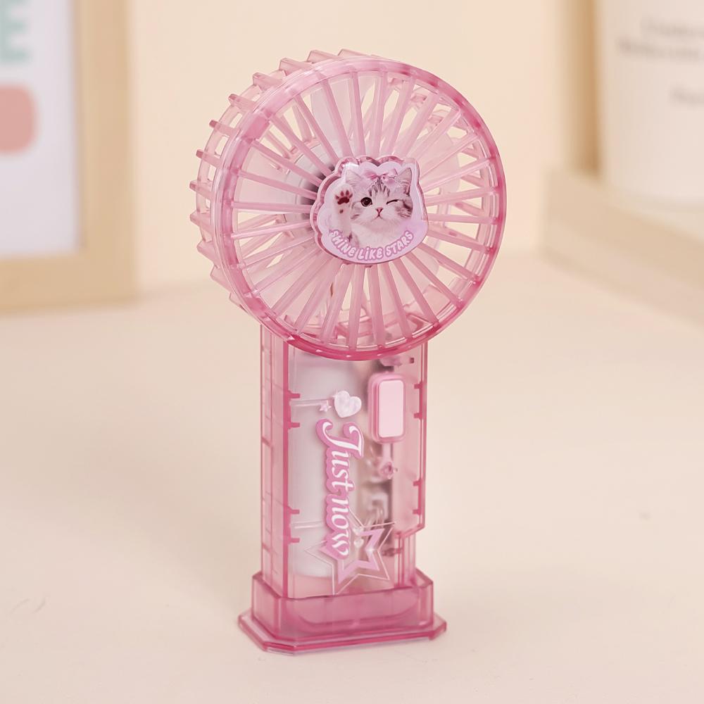 Cute Kawaii Pet Mini Fan Portable Handheld Desk Fan Transparent Cat Dog Pocket USB Rechargeable Cooling Fan for Girls Gift