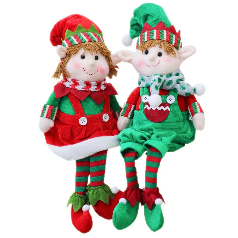 Male and Female Elf Toy Dolls for Home Decoration Christmas Atmosphere Decoration Fabric Plush Legs Elf Doll Accessories