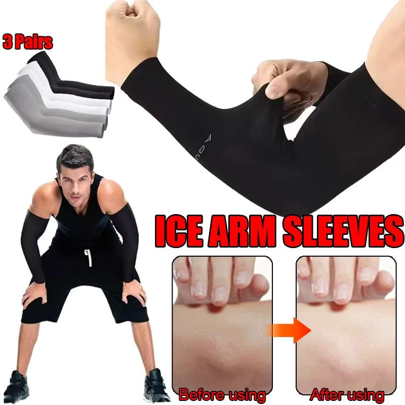 Fashion Sun Ice Silk Arm Sleeves 3 Pairs Unisex Summer UV Protective Breathable for Outdoor Riding Driving Cycling