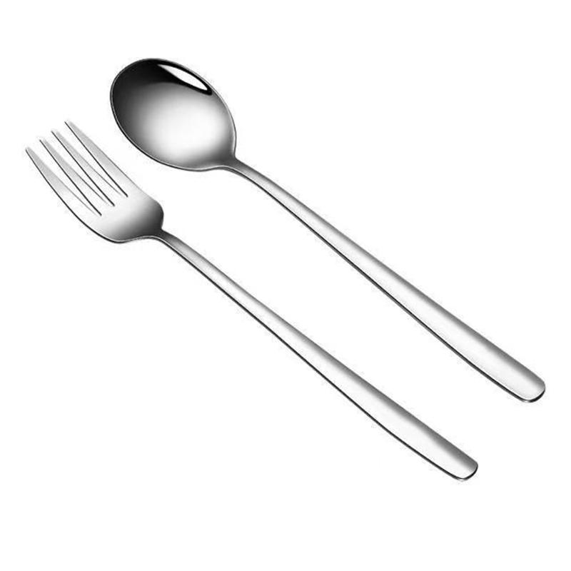4 Pcs Long Handle Cutlery Set 304 Stainless Steel Spoons Forks Set Spoons Dessert Forks Set for Hotel Home Bar Coffee Christmas