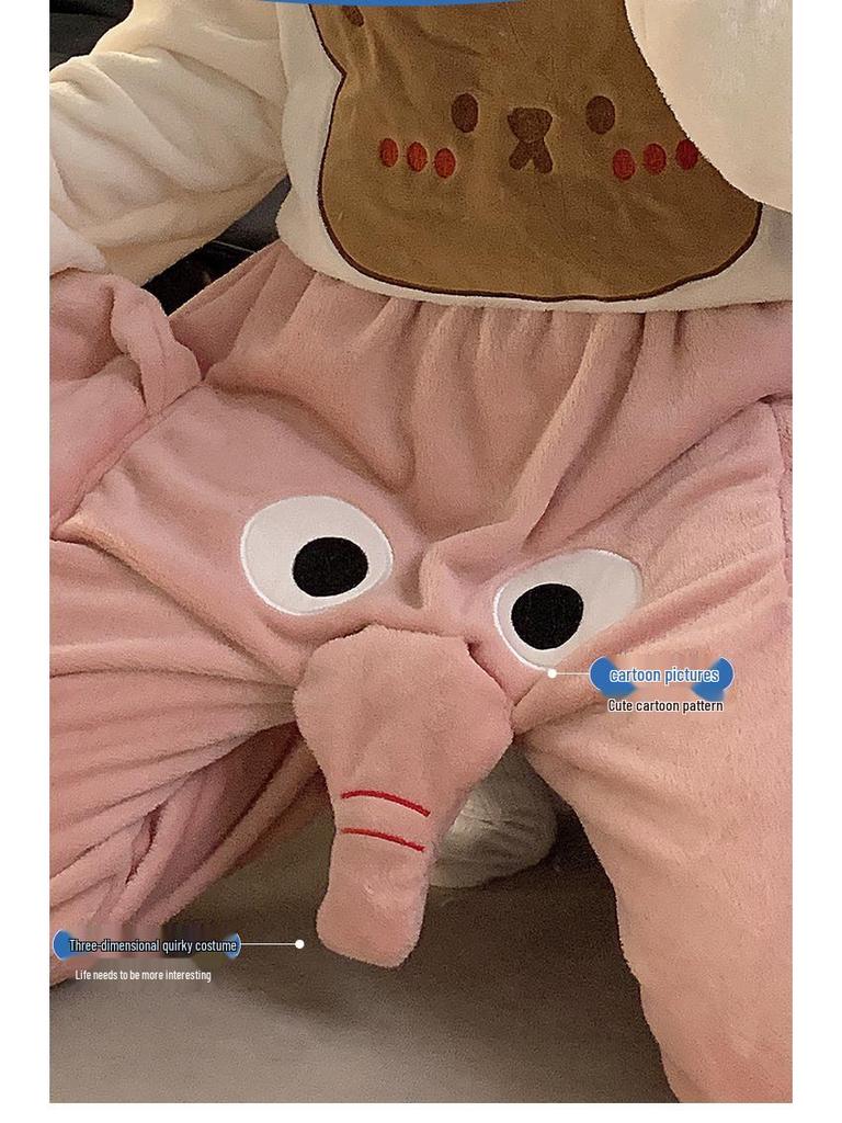 Podzimní/Zimní 3D Roztomilé Sloní Vzor Spací Kalhoty - Unisex, Volný Střih, Ležérní