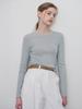 MOMET Como Basic Round Ribbed Knit Mint Gray