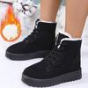 Women's Winter Chunky Platform Snow Boots Anti-Slip Comfortable Short Booties Shoes With Faux Fur Lining for Women Lace-Up Faux Suede Warm Ankle Boots