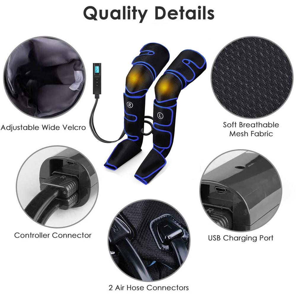 6 Modes Electric Leg Muscle Relaxer Air Compression Massage Boot Relieve Foot Fatigue Heating Leg Massager