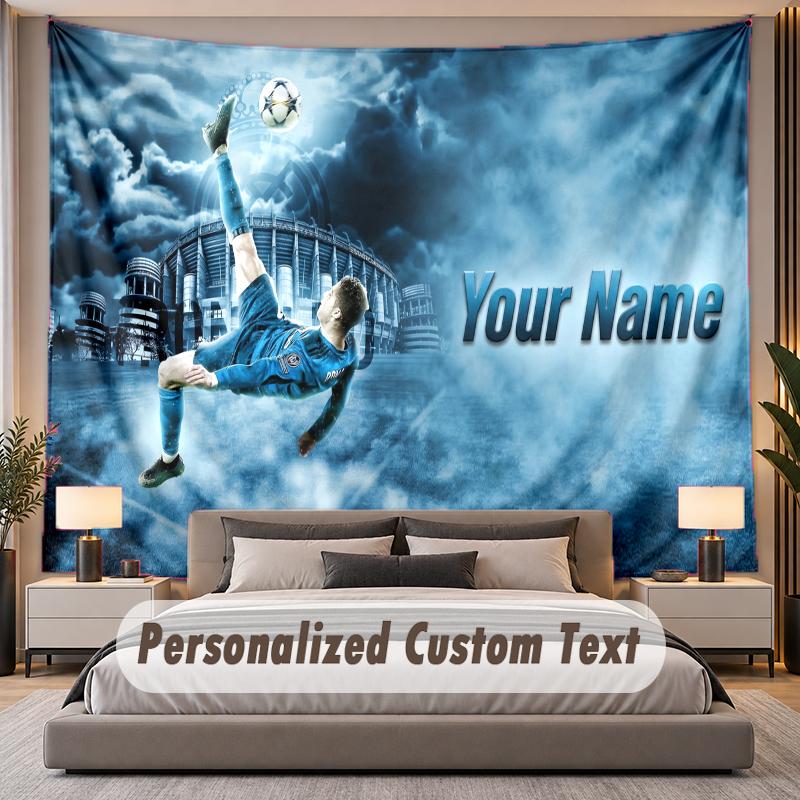 Personalizowana gobelinowa tapeta ścienna z imieniem Cristiano Ronaldo, poliestrowa, do sypialni i pokoju