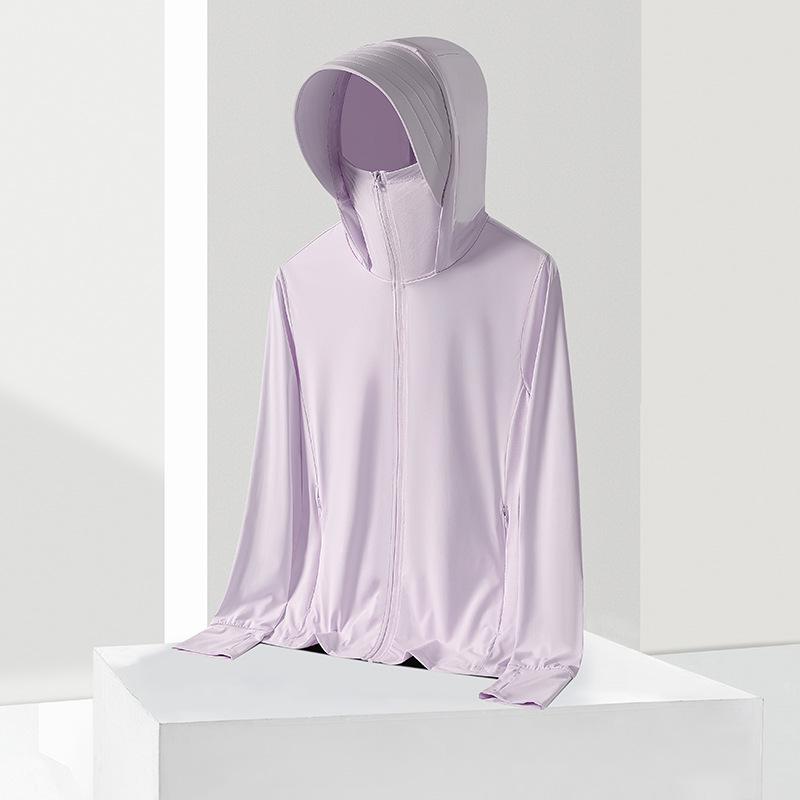 Ice silk sunscreen clothing women's upf10 + removable brim cool UV protection outdoor men's thin sunscreen clothing