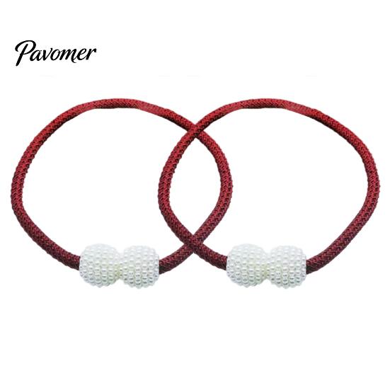Elegant Curtain Holdbacks 1 Pair Faux Pearl Tiebacks, Beaded Holdbacks, No Hole Accessories Woven Rope Decorative Drapery Holders for Living
