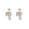 Silver needle flower petals crystal fringed earrings French high-end delicate earrings super fairy fashion new earrings women