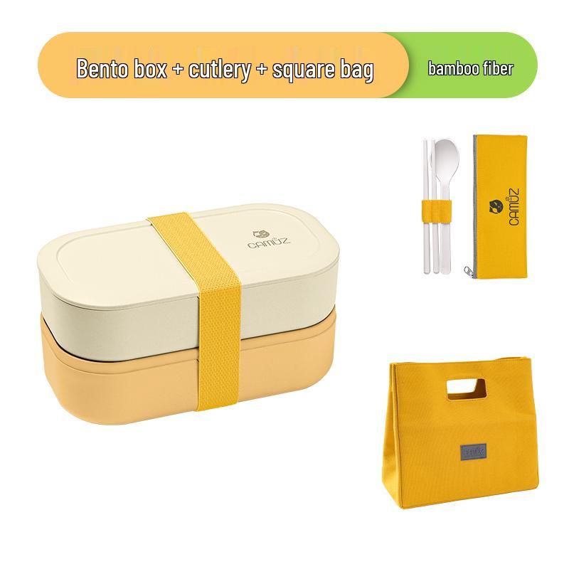 Microwaveable Japanese Double-Layer Bento Box - Portable, Sealed & Divided for Office Workers