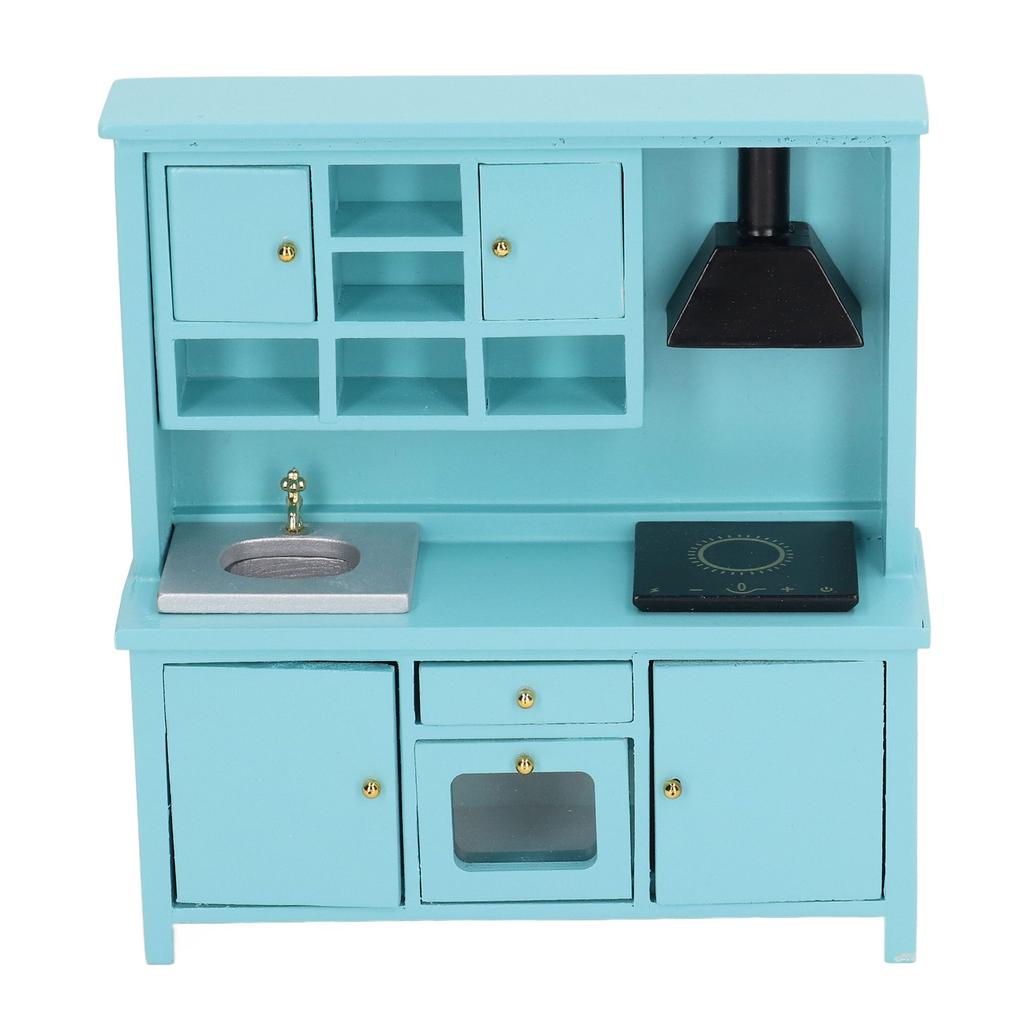 1:12 Dukkehus Kjøkkenleke Tre Miniatyr Kjøkkenmøbler Skap Leke for Barn