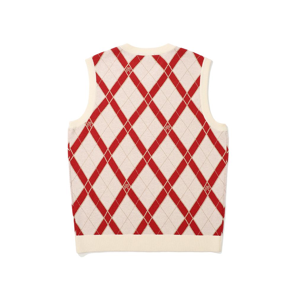 Malbon Golf Classic Pattern Knit Vest Cream (Man)