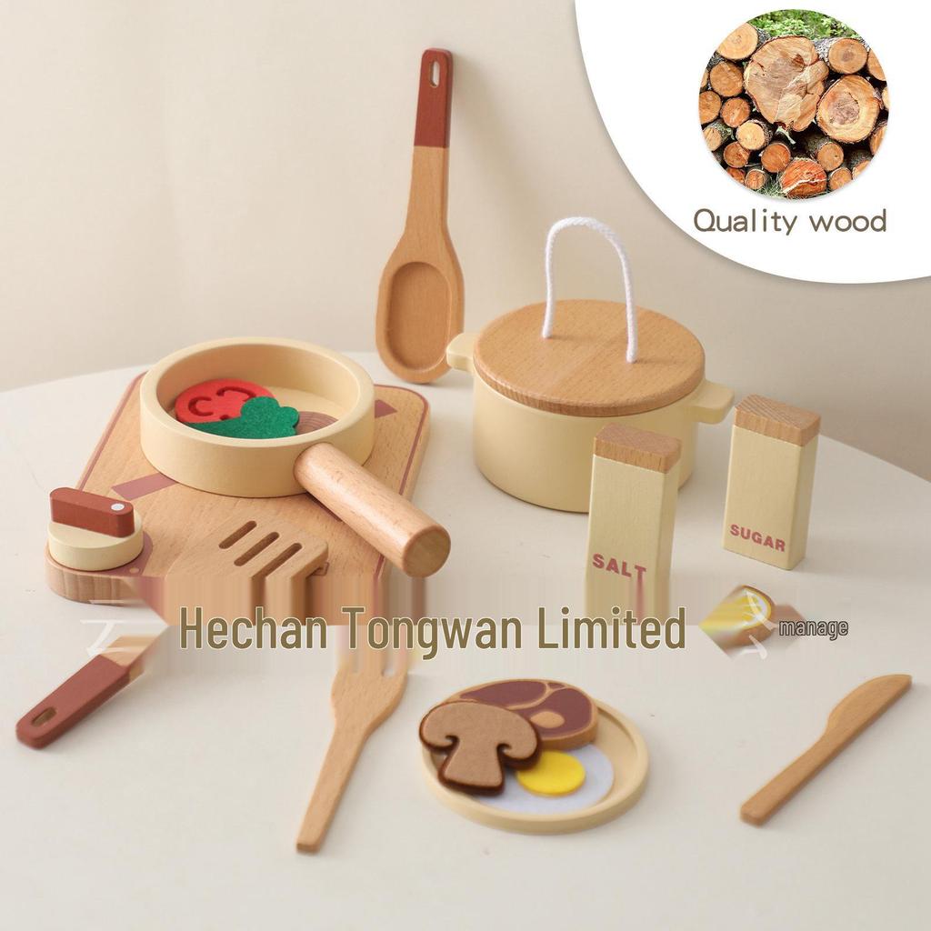 Children's Wooden Pretend Kitchen Playset: Role-Playing Educational Toy